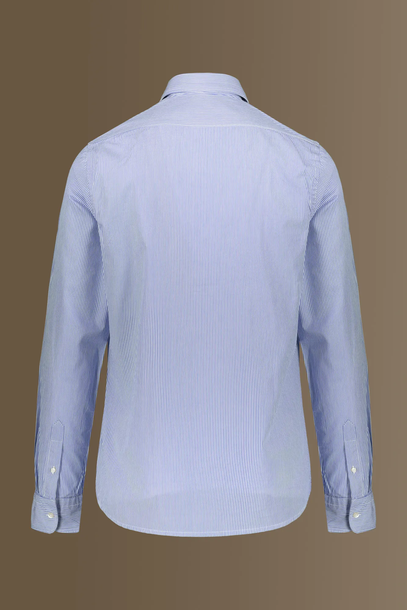 Camicia uomo classica lavata 100% cotone collo francese tinto filo popeline riga stretta