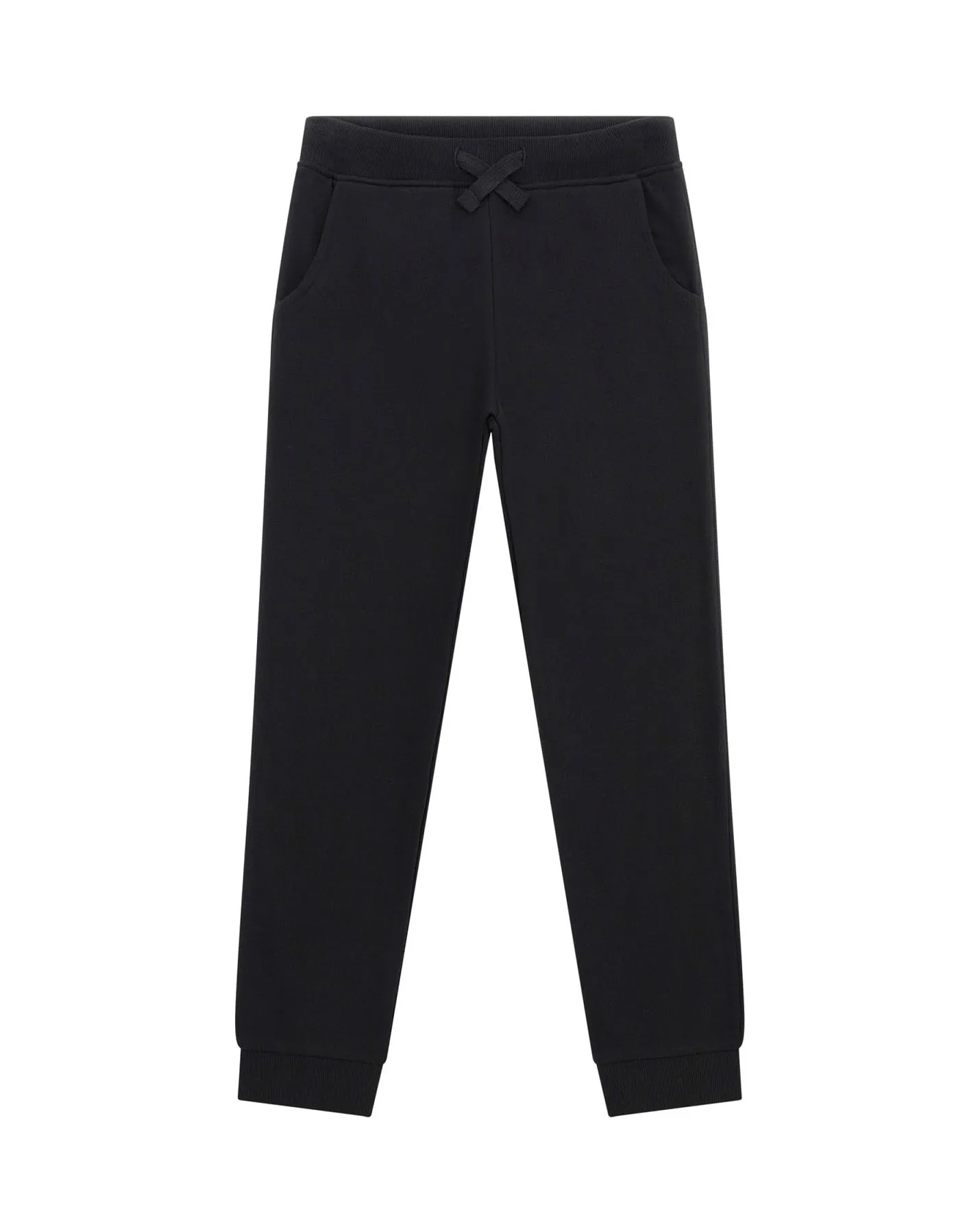 Pantalone nero in felpa di cotone con coulisse 10-16 anni