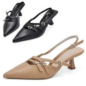 Scarpe Decoltè Da Donna Con Cinturino E Fibbie Tacco Basso Medio Rocchetto LY7906