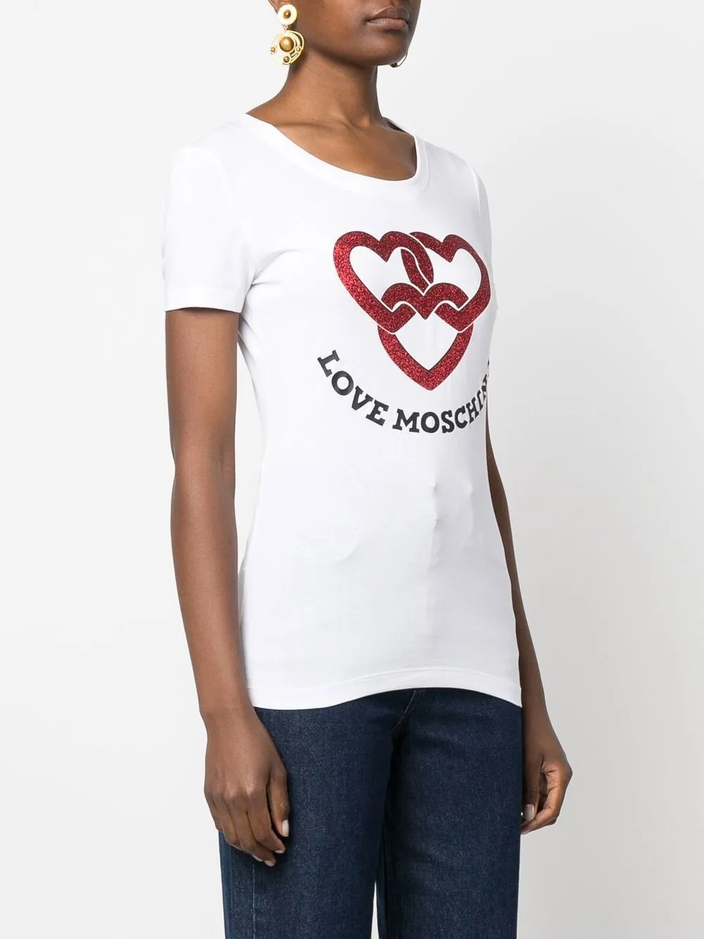 T-Shirt with Love Moschino Print / White